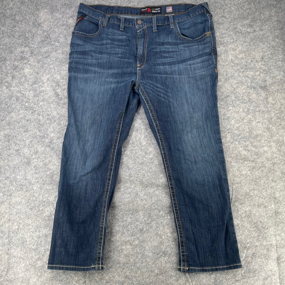 Ariat FR Jeans Men 46x30 Blue M5 Straight  Flame Resistant CAT2 Denim Workwear